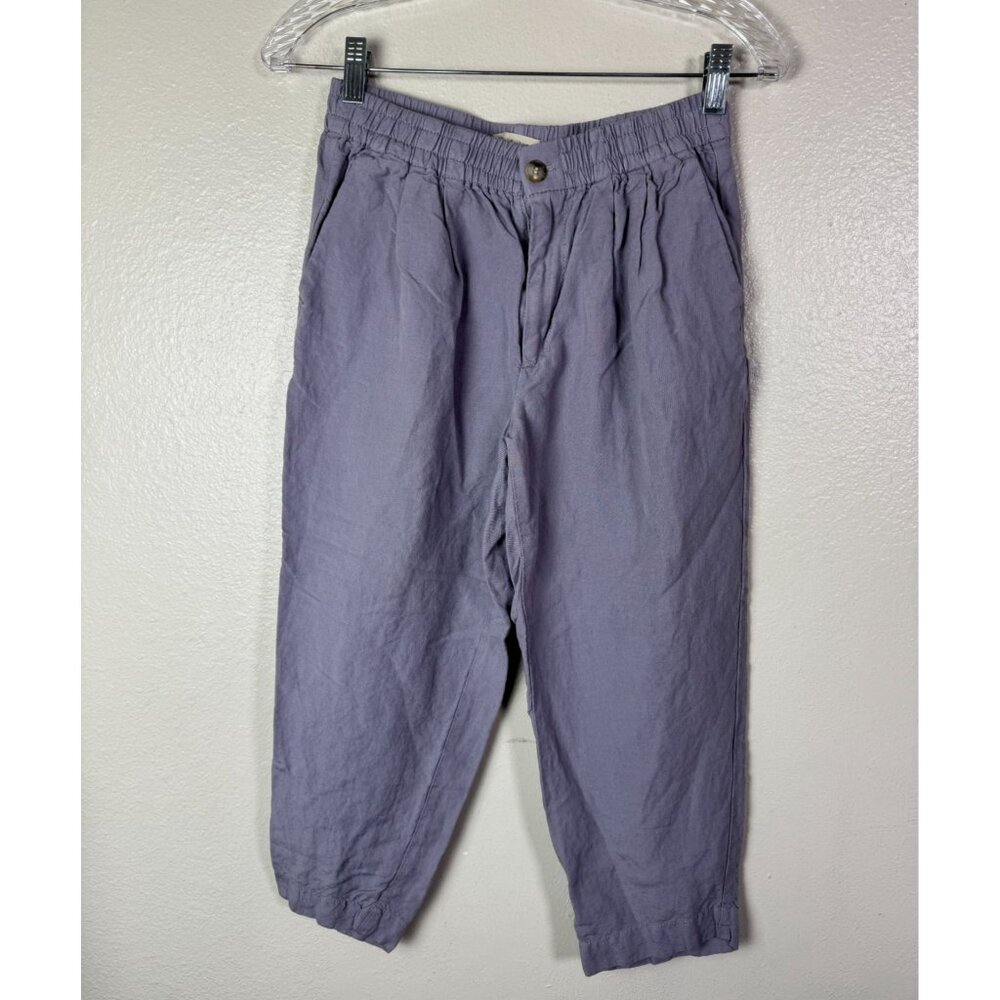 Madewell Womens Lavender Linen Blend Cropped Pants Size XS Petite Lagenlook Boho